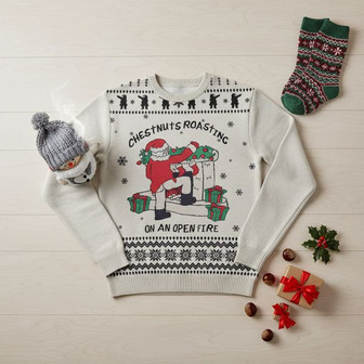 Chestnuts Roasting On An Open Fire Ugly Christmas Sweater | Seseable CA