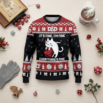 D&D Cat Ugly Christmas Sweater | Seseable CA