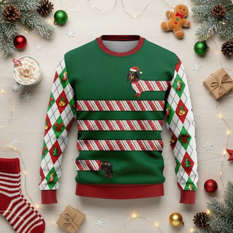 Funny Dachshund Candy Cane Ugly Christmas Sweater | Seseable UK