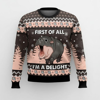 Funny Hippo Ugly Christmas Sweater | Seseable UK