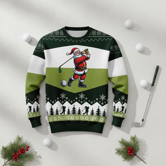 Golfing Santa Ugly Christmas Sweater | Seseable CA