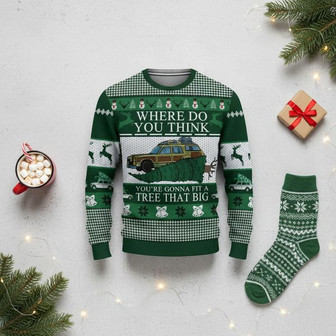 Funny Christmas Vacation Ugly Sweater With Tree Quote | Seseable UK