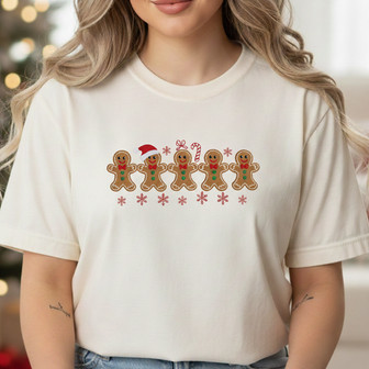 Gingerbread Embroidered Comfort Colors T-shirt for Xmas Cheer - Thegiftio UK