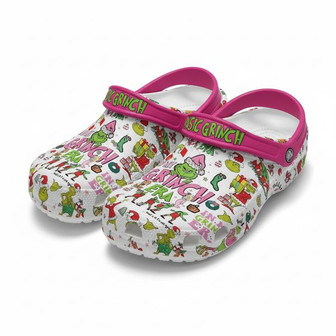 Grinch Inspired Pink Grinch Era Christmas Hole Clogs - Monsterry