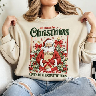 Anti Trump Christmas Embroidered Sweatshirt - Monsterry