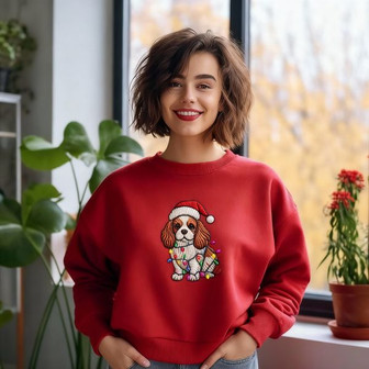 Cavalier King Charles Spaniel Christmas Embroidered Sweatshirt - Monsterry