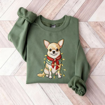 Chihuahua Christmas Embroidered Sweatshirt - Monsterry