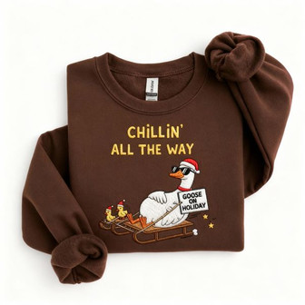 Chillin All The Way Christmas Embroidered Sweatshirt - Monsterry