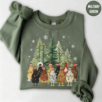 Christmas Chickens Embroidered Sweatshirt - Monsterry
