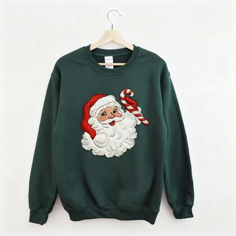 Christmas Crewneck Vintage Santa Embroidered Sweatshirt Retro Christmas Holiday Embroidered Sweatshirts Vintage Embroidered Sweatshirt Christmas Embroidered Sweatshirt Santa Claus - Monsterry