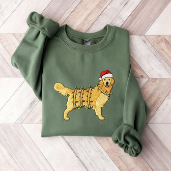 Christmas Dog Embroidered Sweatshirt - Monsterry