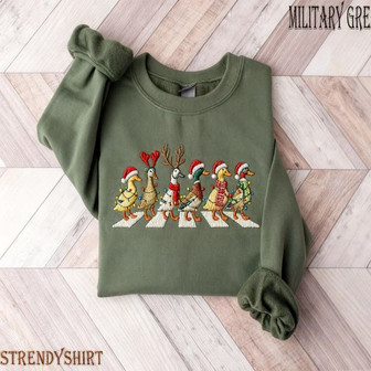 Christmas Ducks Embroidered Sweatshirt - Monsterry