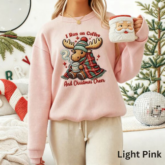 Christmas Embroidered Sweatshirt Funny Moose Shirt Holiday Sweater Fun Saying Coffee Lover Gift For Mom Gifts - Monsterry