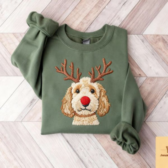 Christmas Golden Doodle Embroidered Sweatshirt - Monsterry