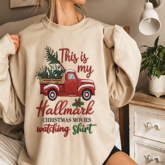 Christmas Movie Watching Embroidered Sweatshirt - Monsterry