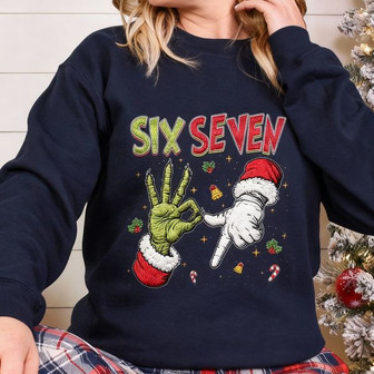 Christmas Santa Green Hands Embroidered Sweatshirt - Monsterry
