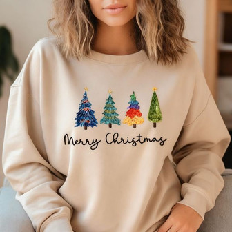 Christmas Tree Embroidered Sweatshirt - Monsterry