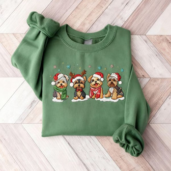 Christmas Yorkshire Terrier Embroidered Sweatshirt - Monsterry
