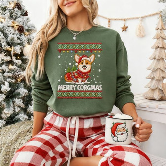 Corgi Christmas Embroidered Sweatshirt - Monsterry