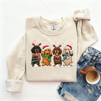 Dachshund Christmas Embroidered Sweatshirt - Monsterry