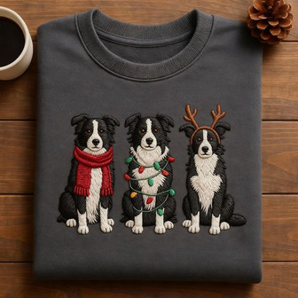 Embroidered Border Collie Christmas Embroidered Sweatshirt - Monsterry
