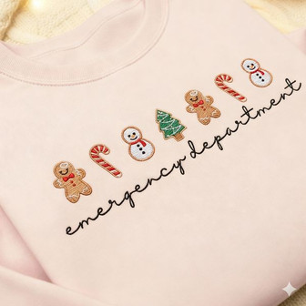 Embroidered ER Christmas Nurse Embroidered Sweatshirt - Monsterry