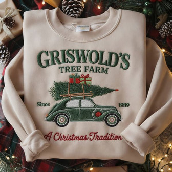 Embroidered Griswold Christmas Tree Farm Embroidered Sweatshirt - Monsterry