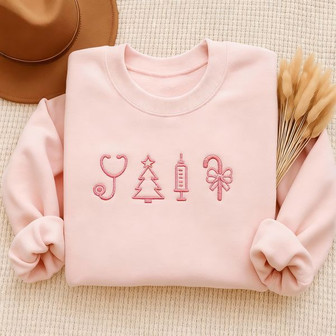 Embroidered Healthcare Christmas Embroidered Sweatshirt - Monsterry