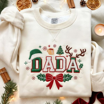 EMBROIDERED Mama Papa Dada Christmas Embroidered Sweatshirt - Monsterry