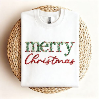 Embroidered Merry Christmas Embroidered Sweatshirt - Monsterry