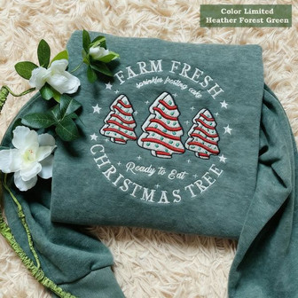 Farm Fresh Christmas Tree Embroidered Embroidered Sweatshirt Gift For Womens - Monsterry