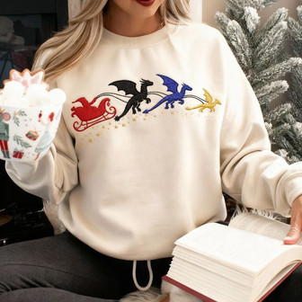 Fourth Wing Christmas Embroidered Sweatshirt - Monsterry