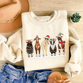 Funny Goat Christmas Embroidered Sweatshirt - Monsterry