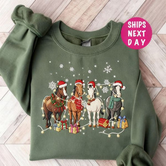 Horse Christmas Embroidered Sweatshirt - Monsterry