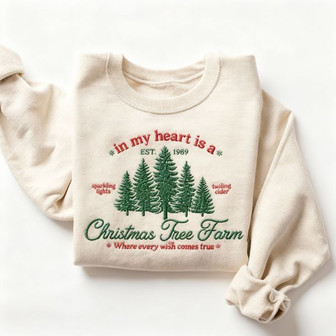 In My Heart Is a Christmas Tree Farm Embroidered Sweatshirt - Monsterry
