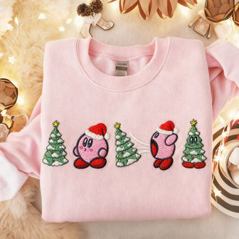 Kirby Christmas Gift Embroidered Sweatshirt - Monsterry