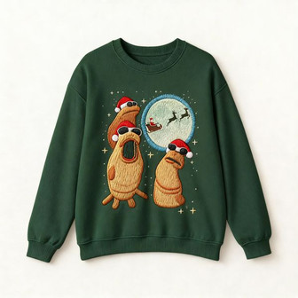 Marcus The Worm Christmas Embroidered Sweatshirt - Monsterry