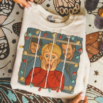 McCallister Home Alone Embroidered Sweatshirt Christmas Movie Sweater Funny Christmas Embroidered Sweatshirt McCallister Shirt Christmas Gift Xmas Movie Shirt - Monsterry
