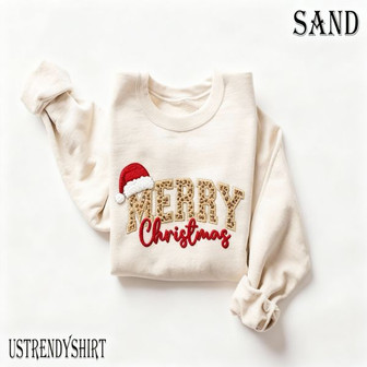 Merry Christmas Embroidered Sweatshirt - Monsterry
