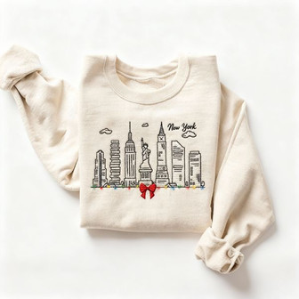 New York Christmas Embroidered Sweatshirt - Monsterry
