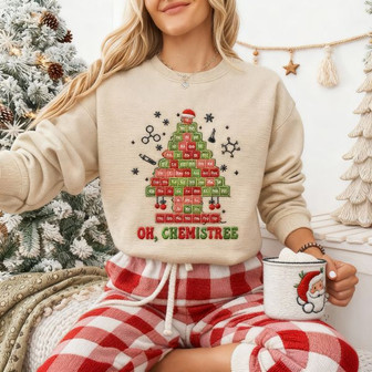 Oh Chemistree Christmas Embroidered Sweatshirt - Monsterry