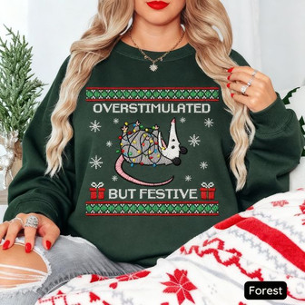 Overstimulated But Festive Possum Christmas Embroidered Sweatshirt - Monsterry UK