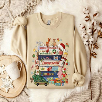90s Style Christmas Embroidered Sweatshirt - Monsterry