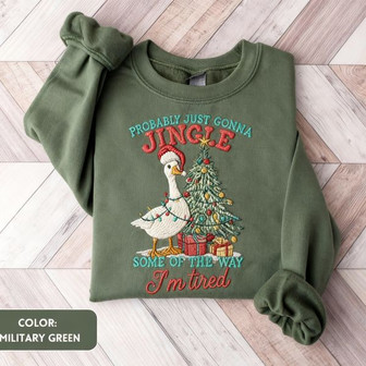 Silly Goose Christmas Embroidered Sweatshirt - Monsterry
