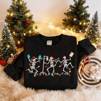 Skeleton Nurse Christmas Embroidered Sweatshirt - Monsterry