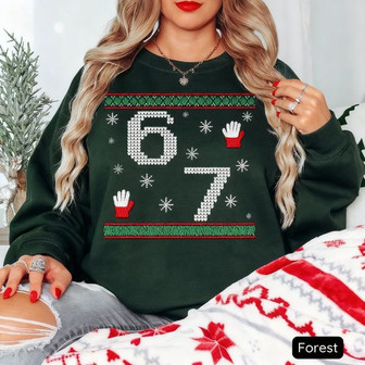 6 7 Ugly Christmas Embroidered Sweatshirt - Monsterry