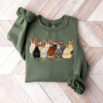 СUte Christmas Chickens Embroidered Sweatshirt - Monsterry
