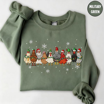 СUte Christmas Chickens Embroidered Sweatshirt - Monsterry