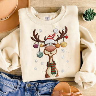 Vintage Reindeer Embroidered Sweatshirt - Monsterry UK