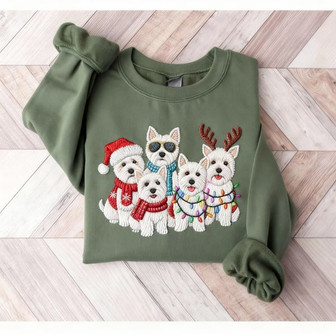 Westie Christmas Embroidered Sweatshirt - Monsterry